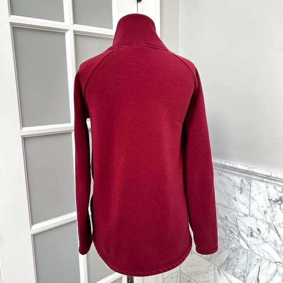 Athleta Cozy Karma Asym Pullover Sweatshirt SlmallDecadent Red - Picture 3 of 8